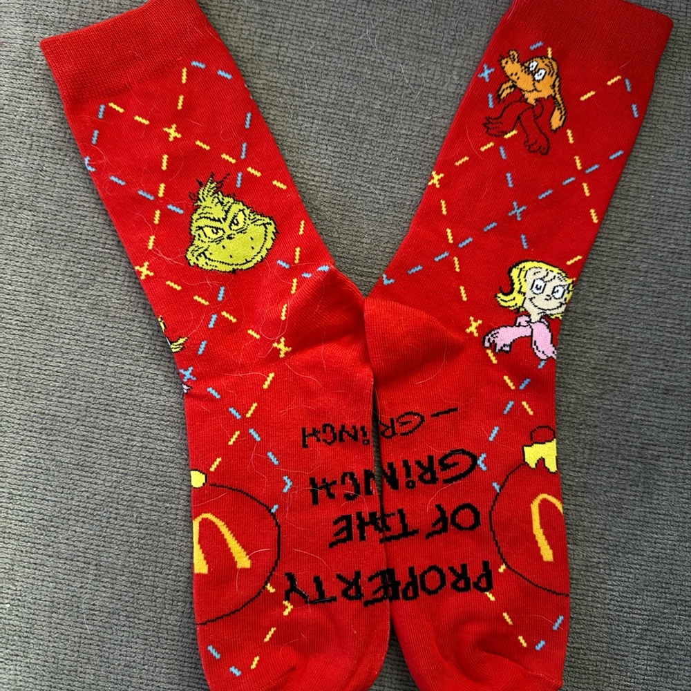 McDonald's Red Grinch Character Socks